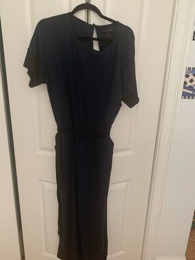 Banana Republic Navy Short-Sleeve Belted Navy Blue Junpsuit with pockets